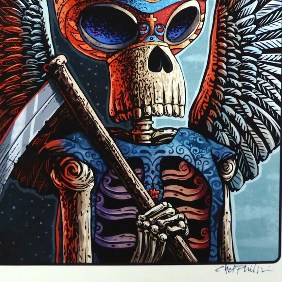 “LA MUERTE” LUCHADOR GRIM REAPER SKELETON FRAMED SIGNED ART PRINT CHET PHILLIPS - Picture 5 of 7